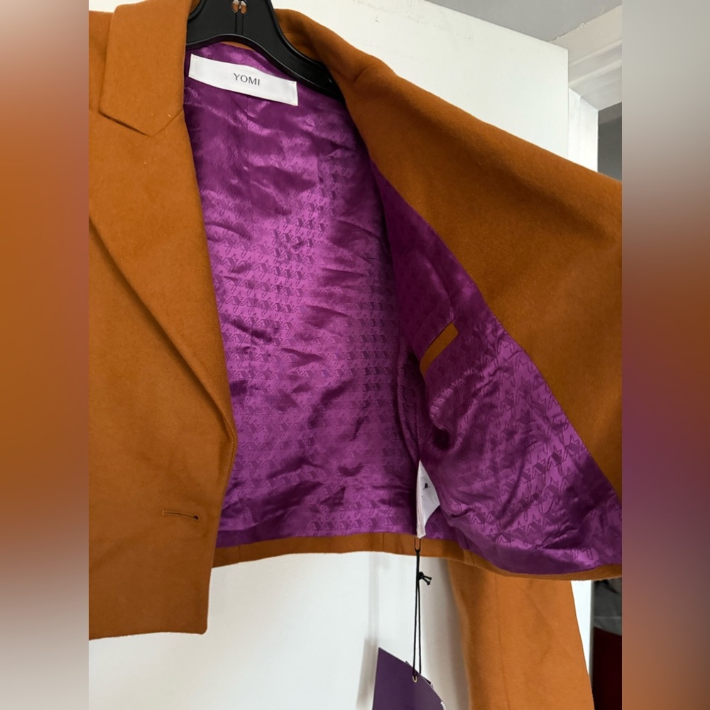 Yomi Cropped Oversized Virgin Wool Blazer Tan, brand new with tag, size S/M - Picture 5 of 7
